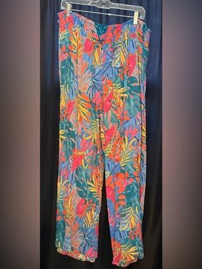 Tropical Print Pants with Teal, Coral, Yellow and Pink!